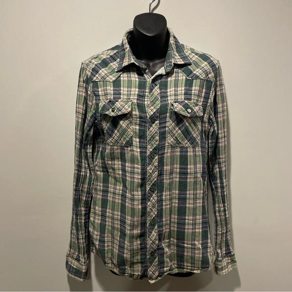 Buffalo David Bitton Tops - David Bitton Buffalo Green Plaid Women’s Button Down Shirt - Small Petite (S/P)